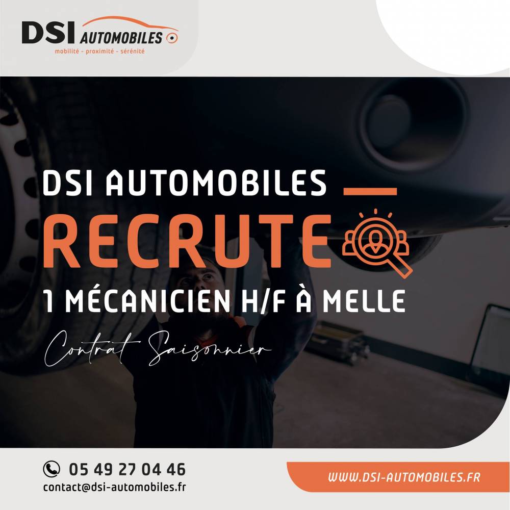 Actualité DSI Automobiles à Melle recrute un mécanicien confirmé H/F en CDD de 2 Mois !